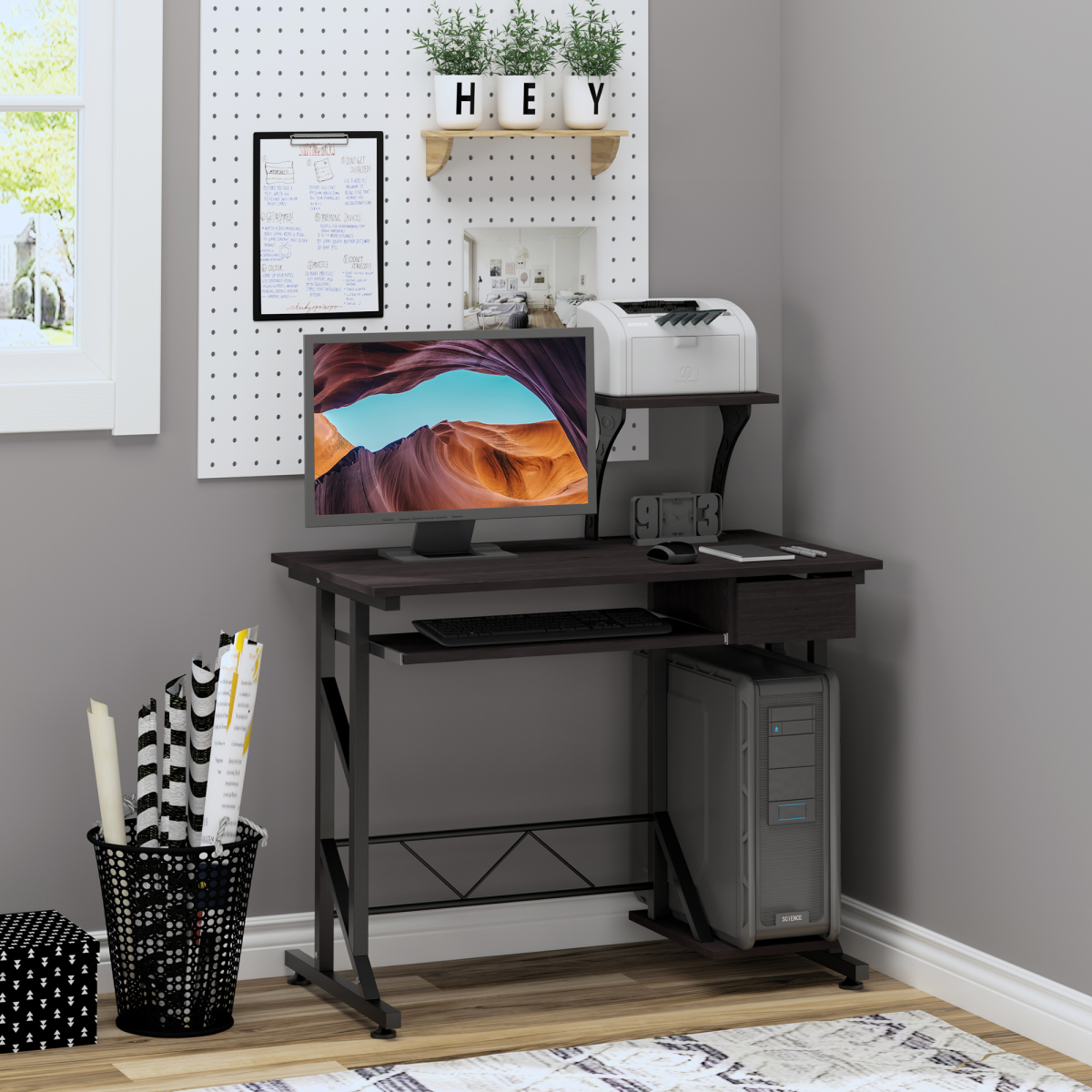 Corner Office Desk with Storage & Pull-Out Keyboard