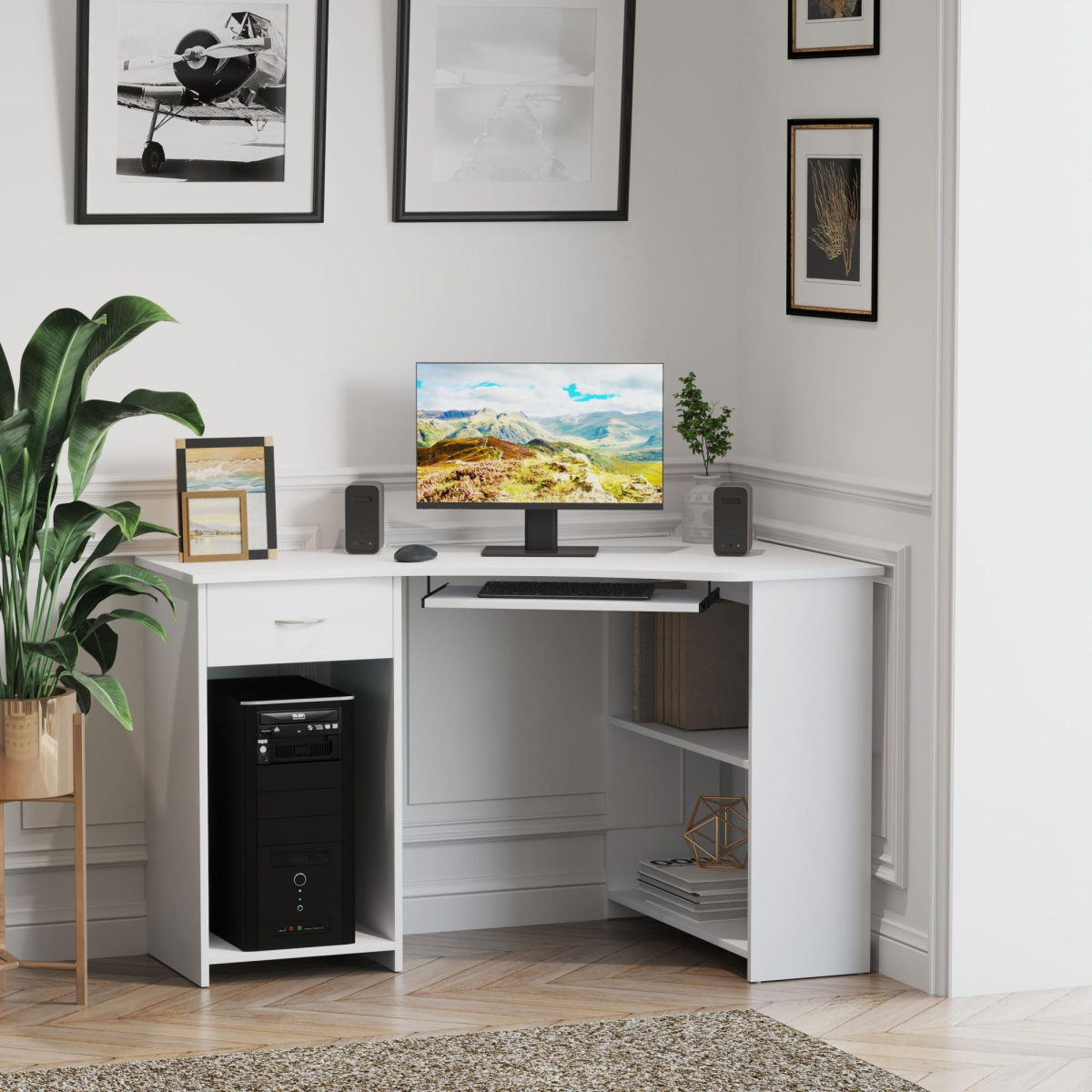 L-Shaped Corner Computer Desk