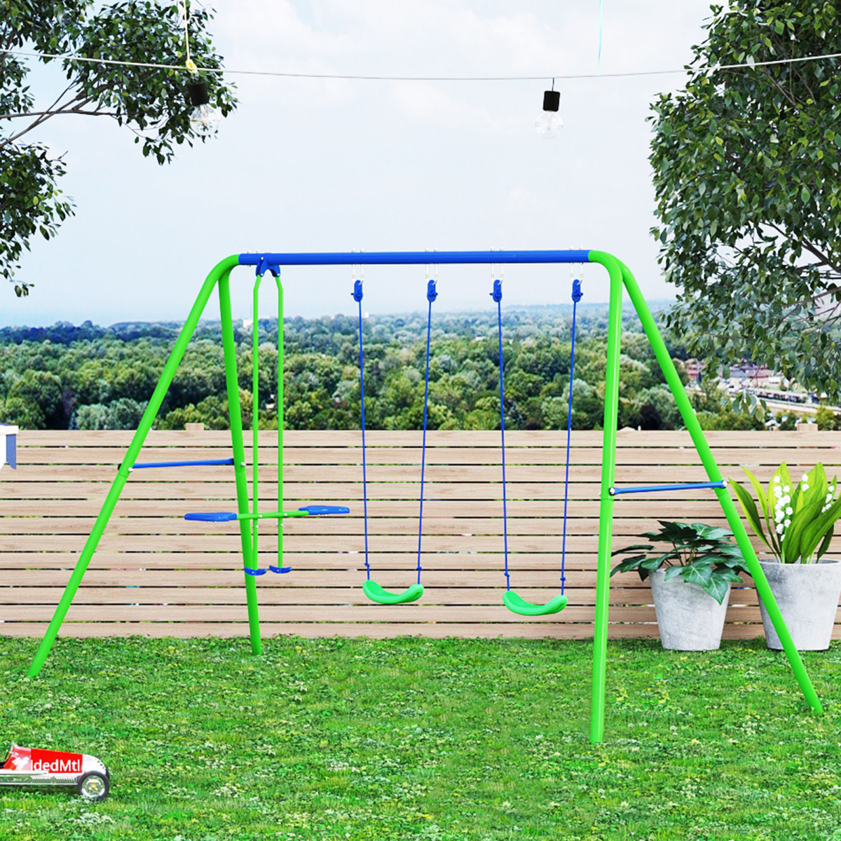 Double Swing Set with Seat Glider