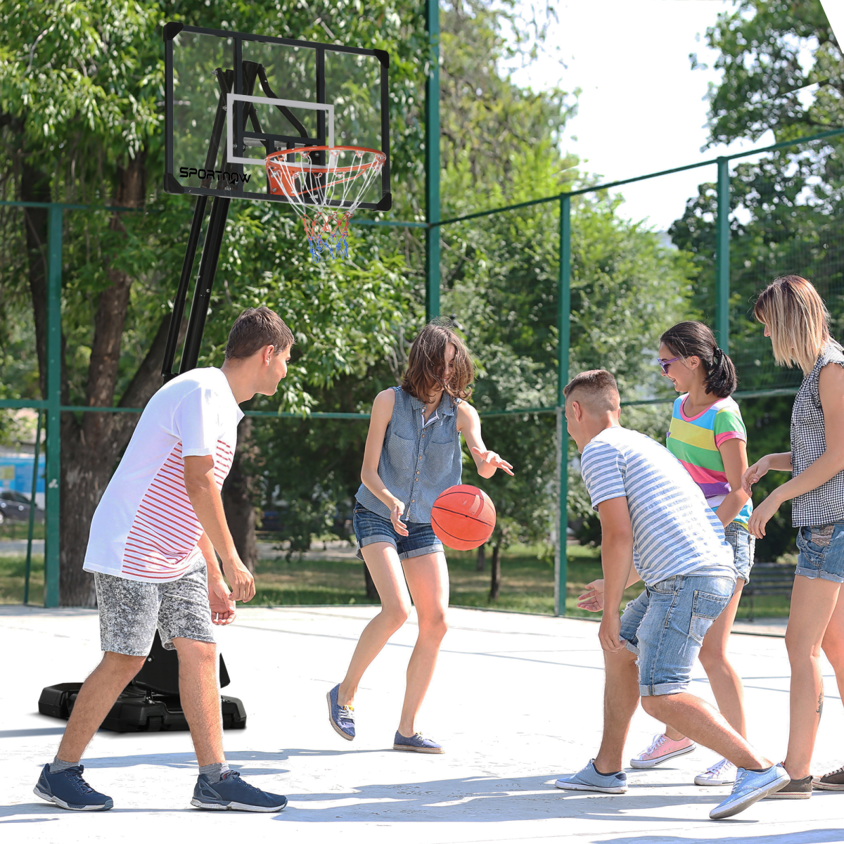 Adjustable Basketball Hoop with Weighted Base