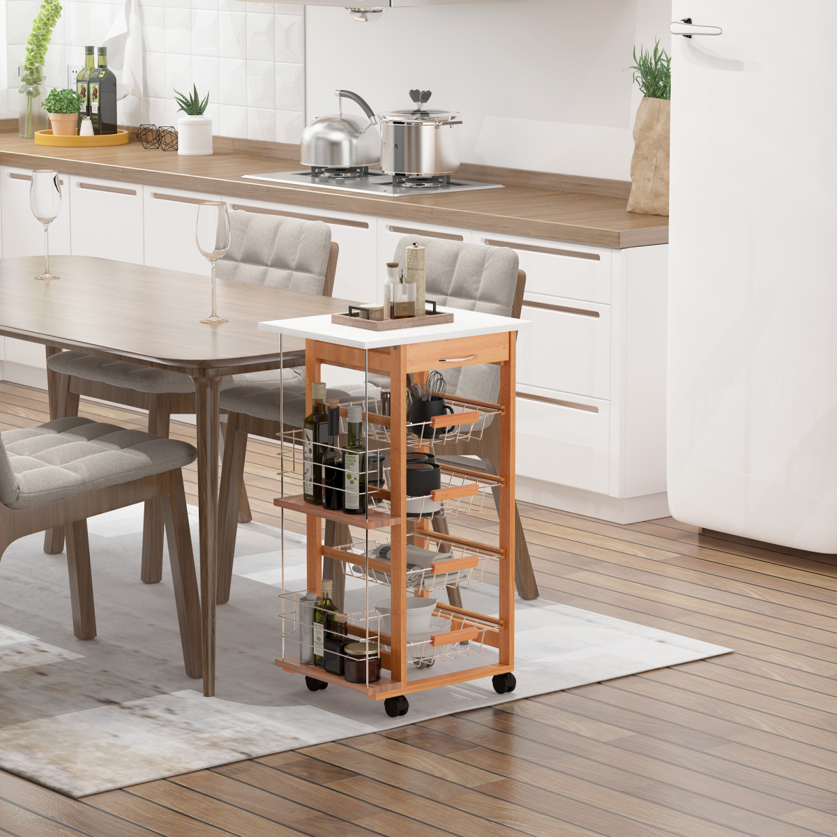 Compact Rolling Kitchen Trolley