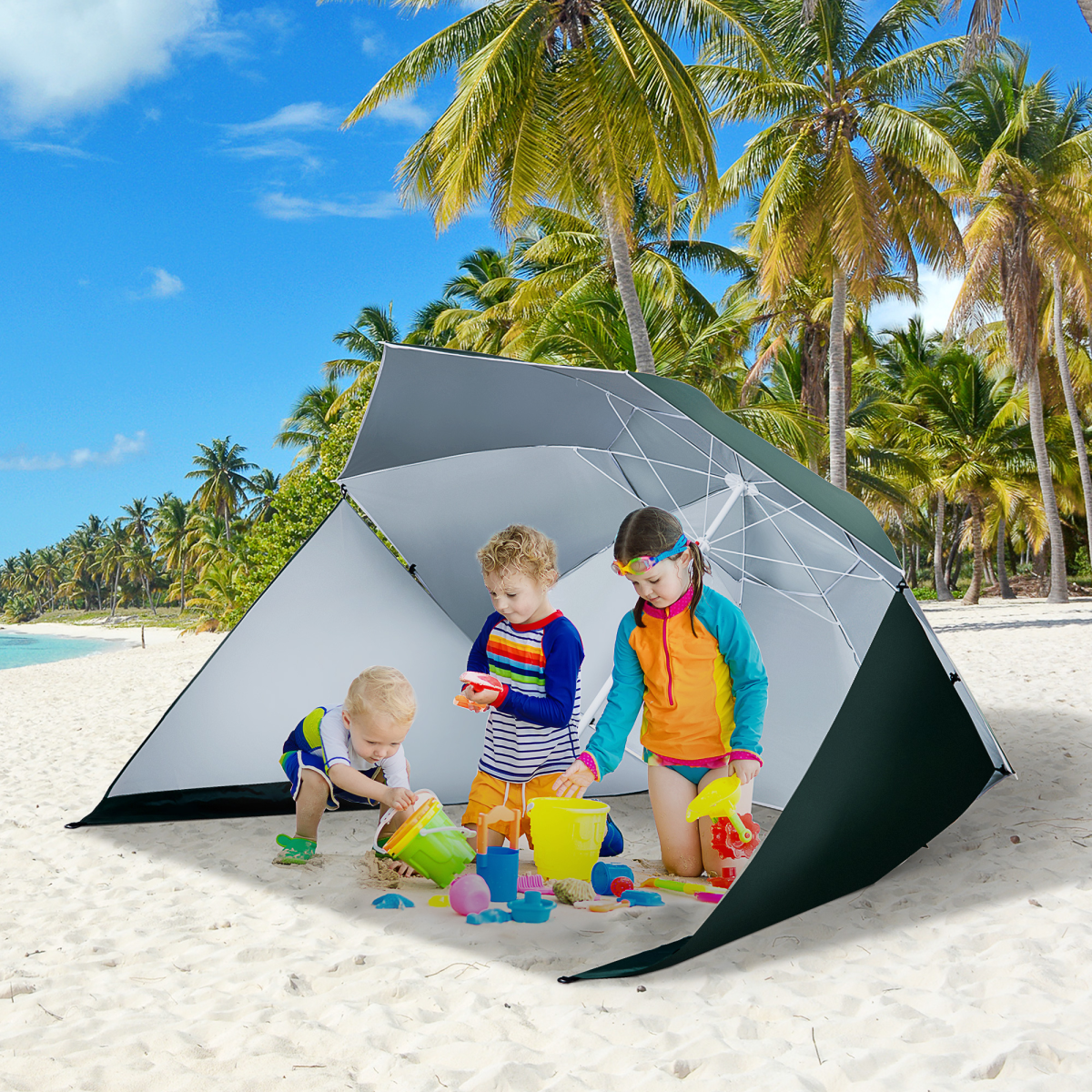 2-in-1 Beach Umbrella & Sun Shelter