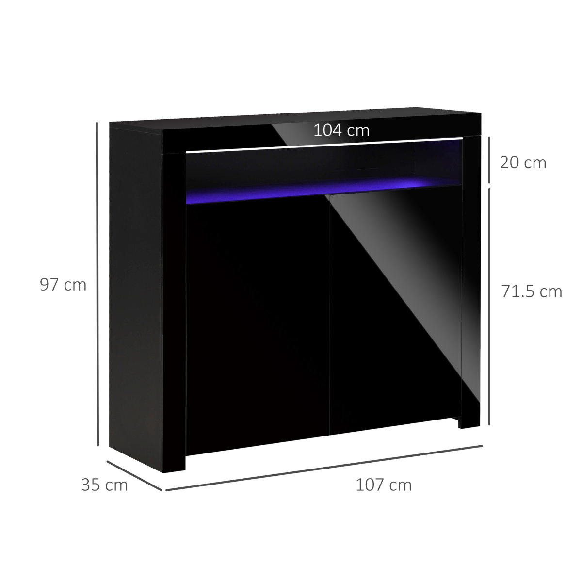 High Gloss Sideboard Console with RGB