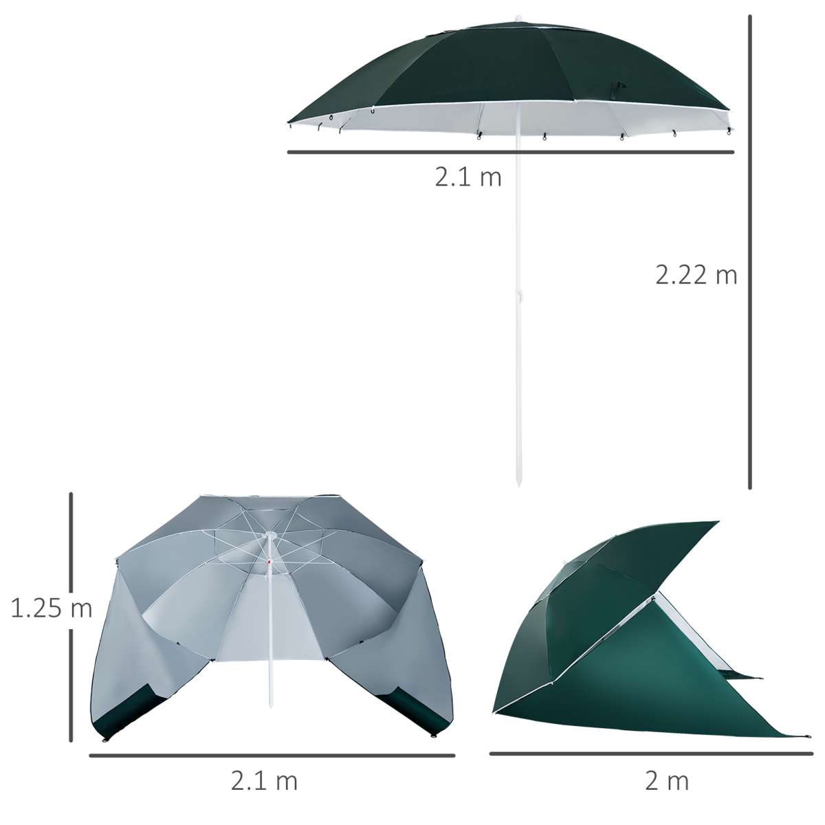 2-in-1 Beach Umbrella & Sun Shelter
