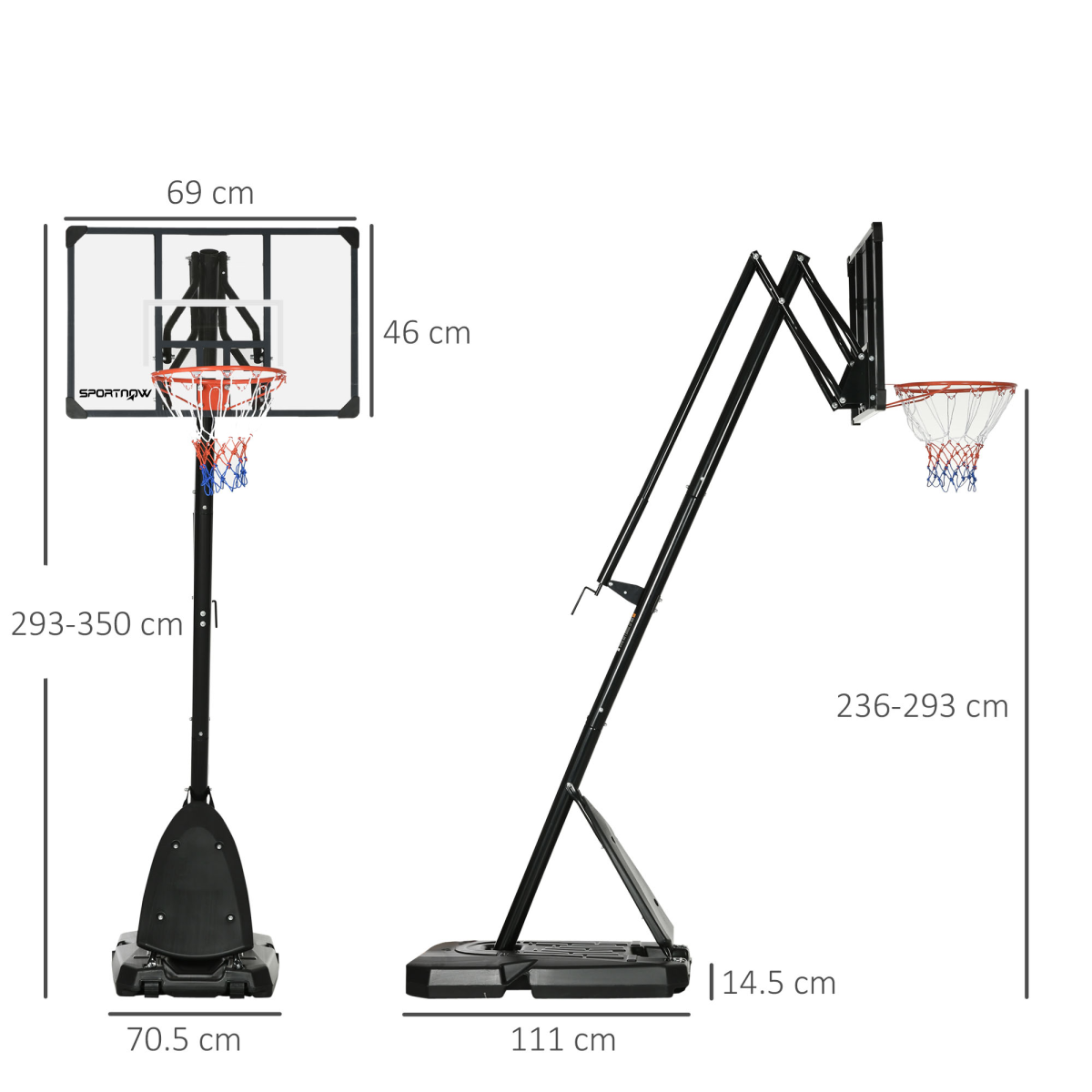 Adjustable Basketball Hoop with Weighted Base