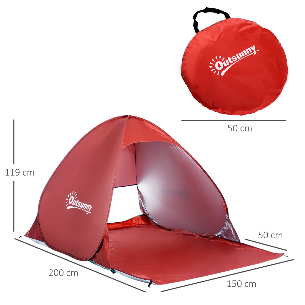 Pop-Up Beach Tent – 2–3 Person Shelter with Window & Carry Bag