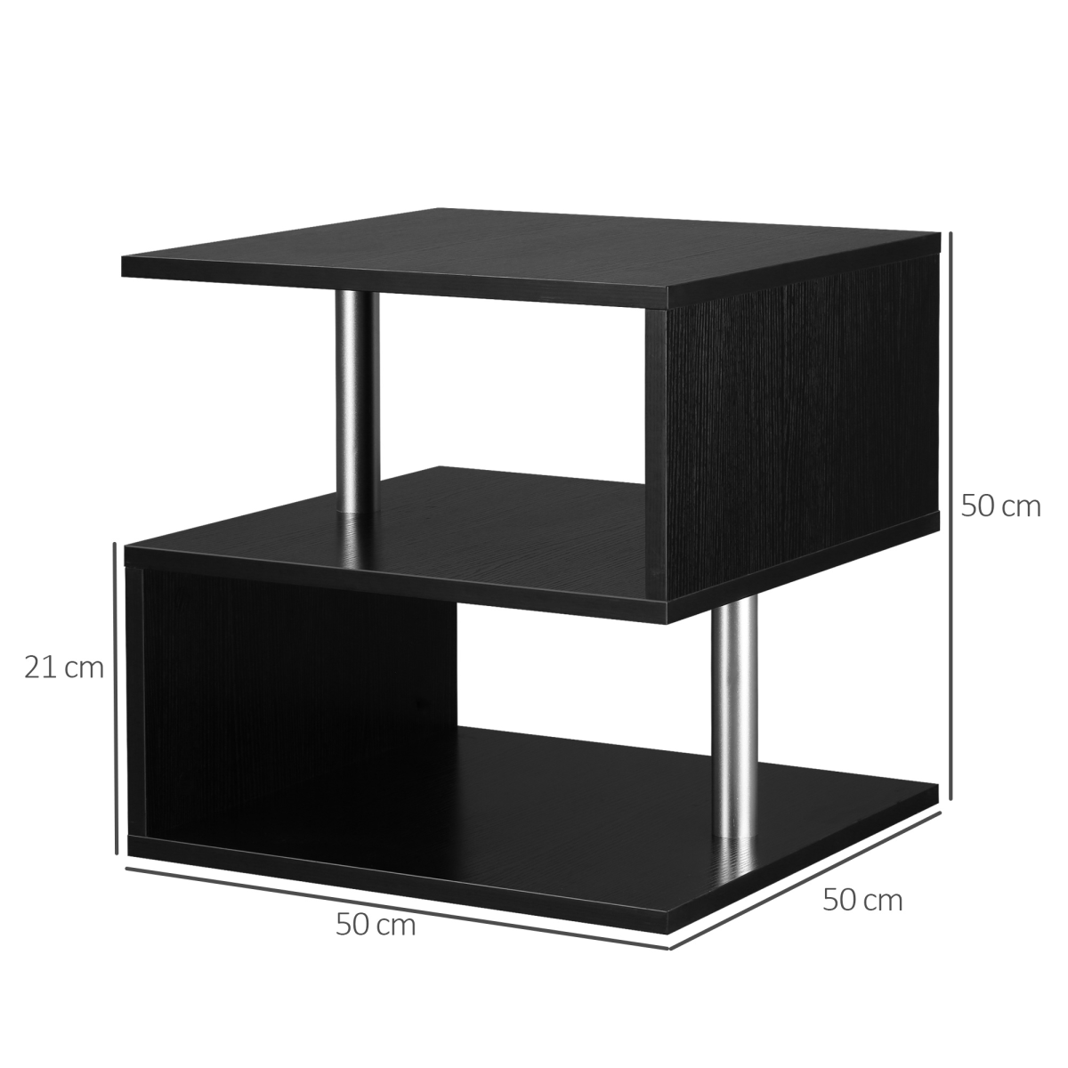 S-Shaped 2-Tier Wooden Side Table