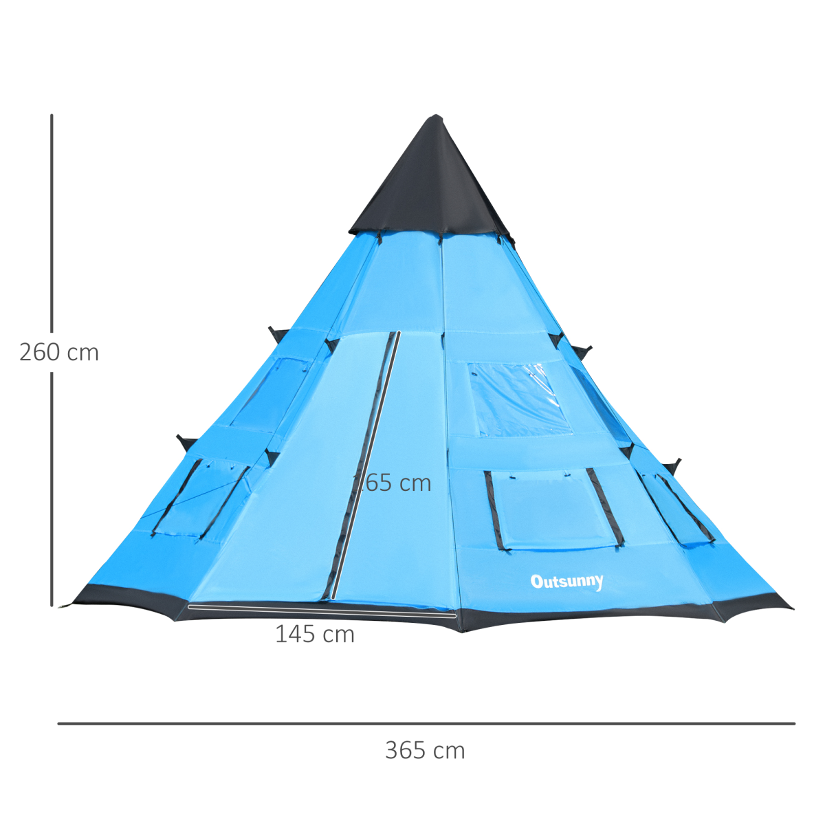 6–7 Person Tipi Camping Tent – Large Family Shelter with Mesh Windows & Carry Bag