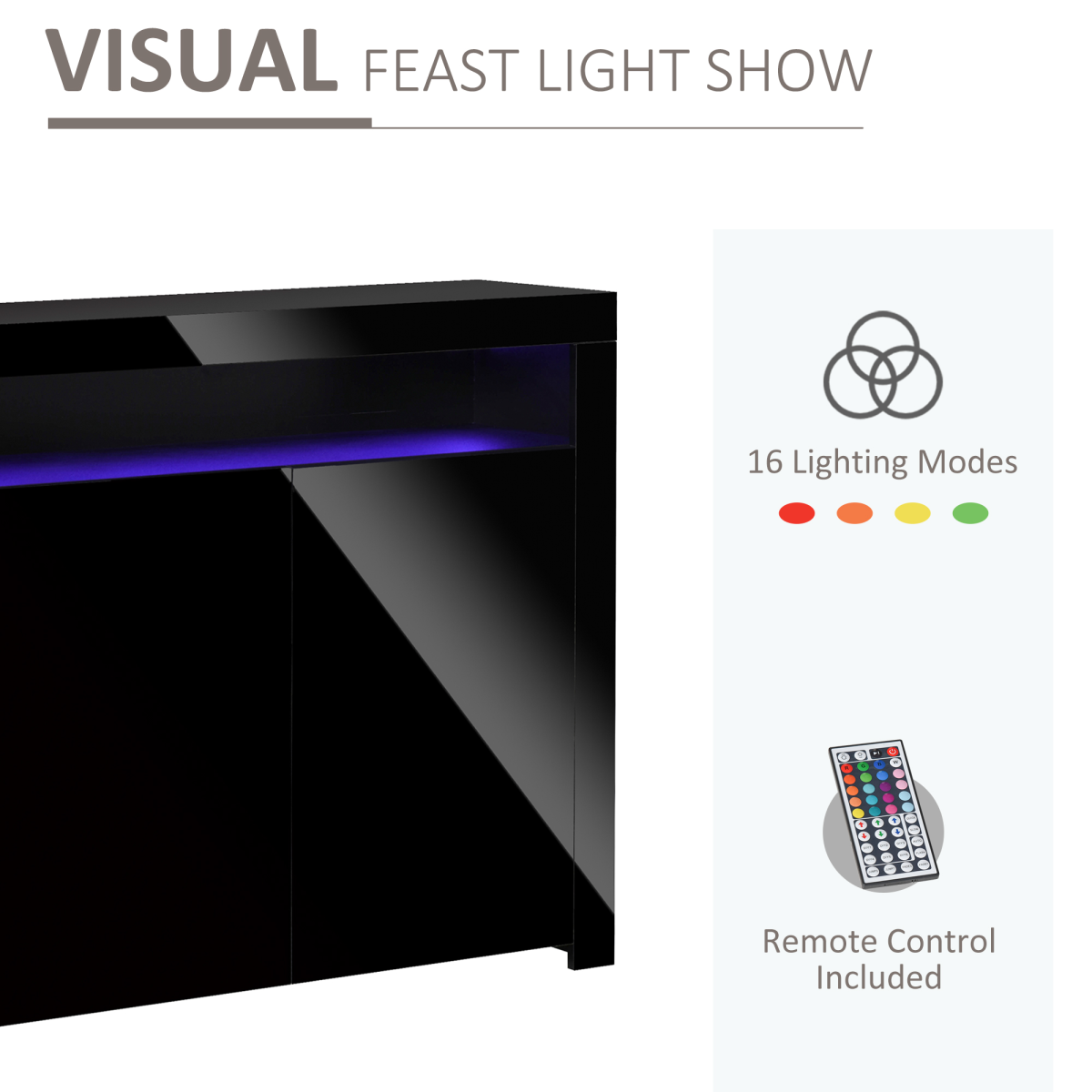 High Gloss Sideboard Console with RGB