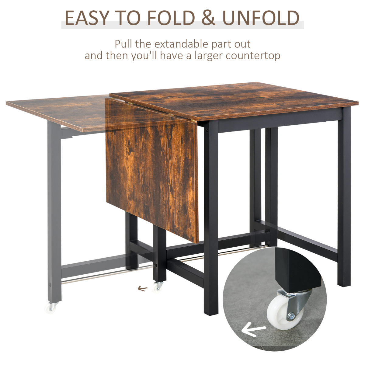 Drop Leaf Foldable Dining Table
