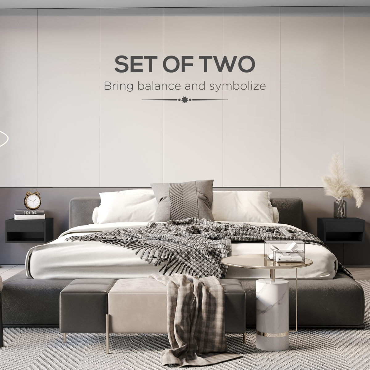 Set of 2 Floating Bedside Tables