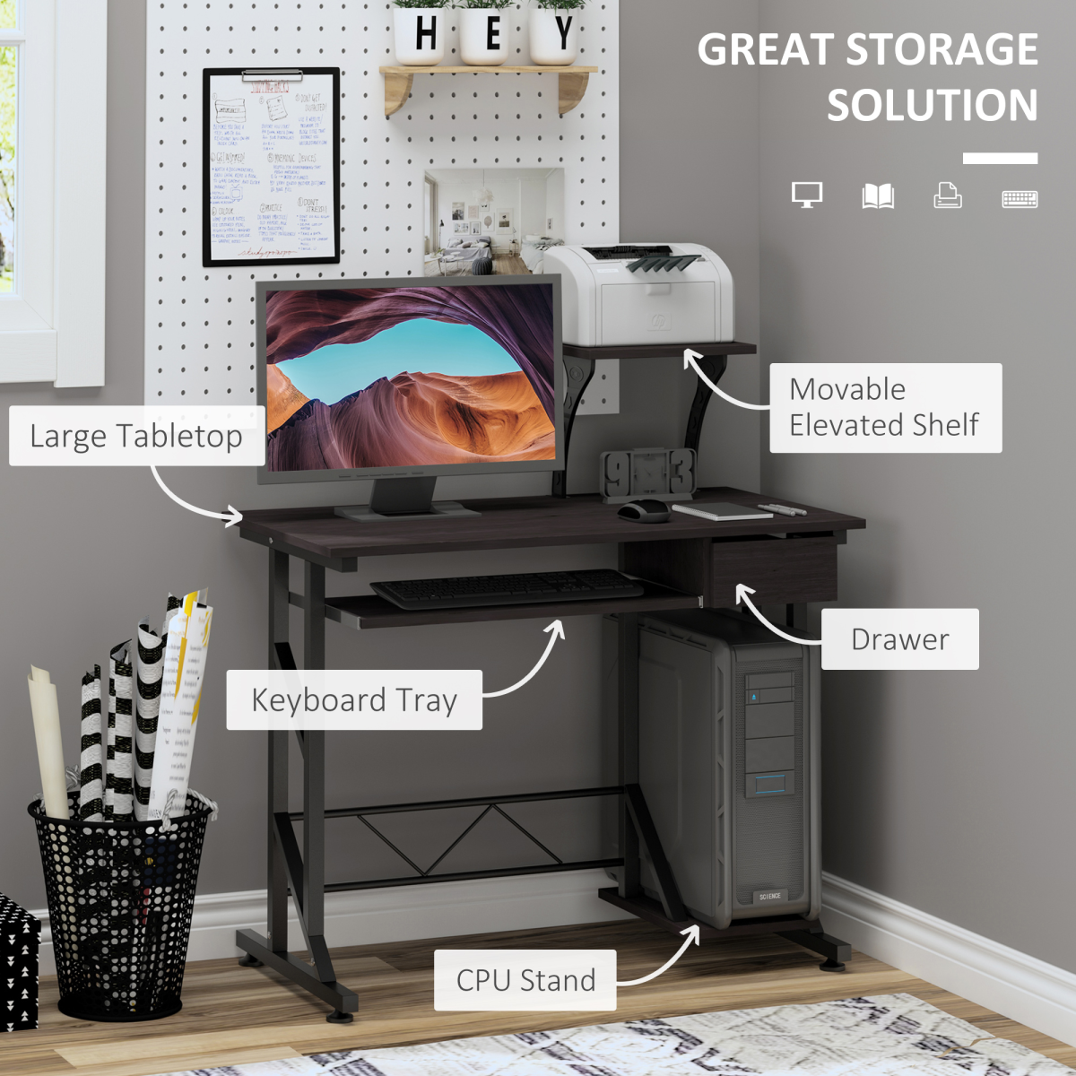 Corner Office Desk with Storage & Pull-Out Keyboard