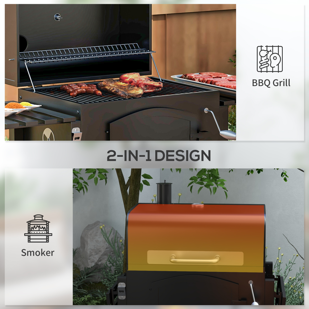 3-in-1 Charcoal BBQ Grill