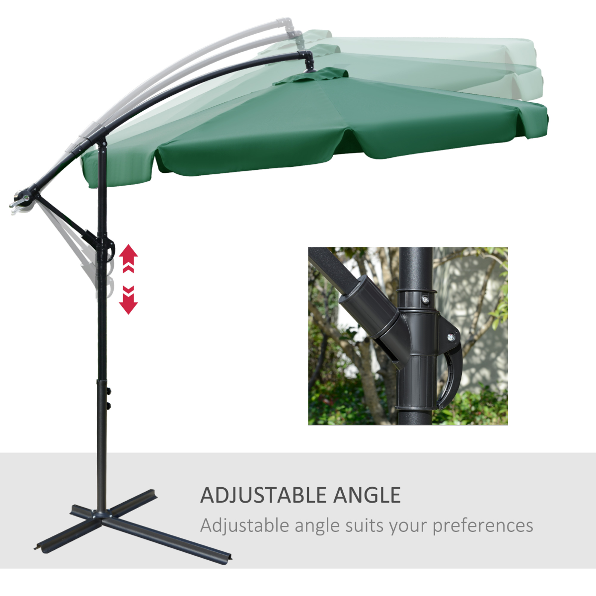 Outdoor Large Overhanging Parasol with Crank Handle