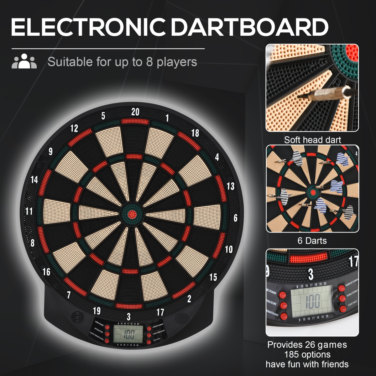 Electronic Dartboard 26 Games & 6 Darts
