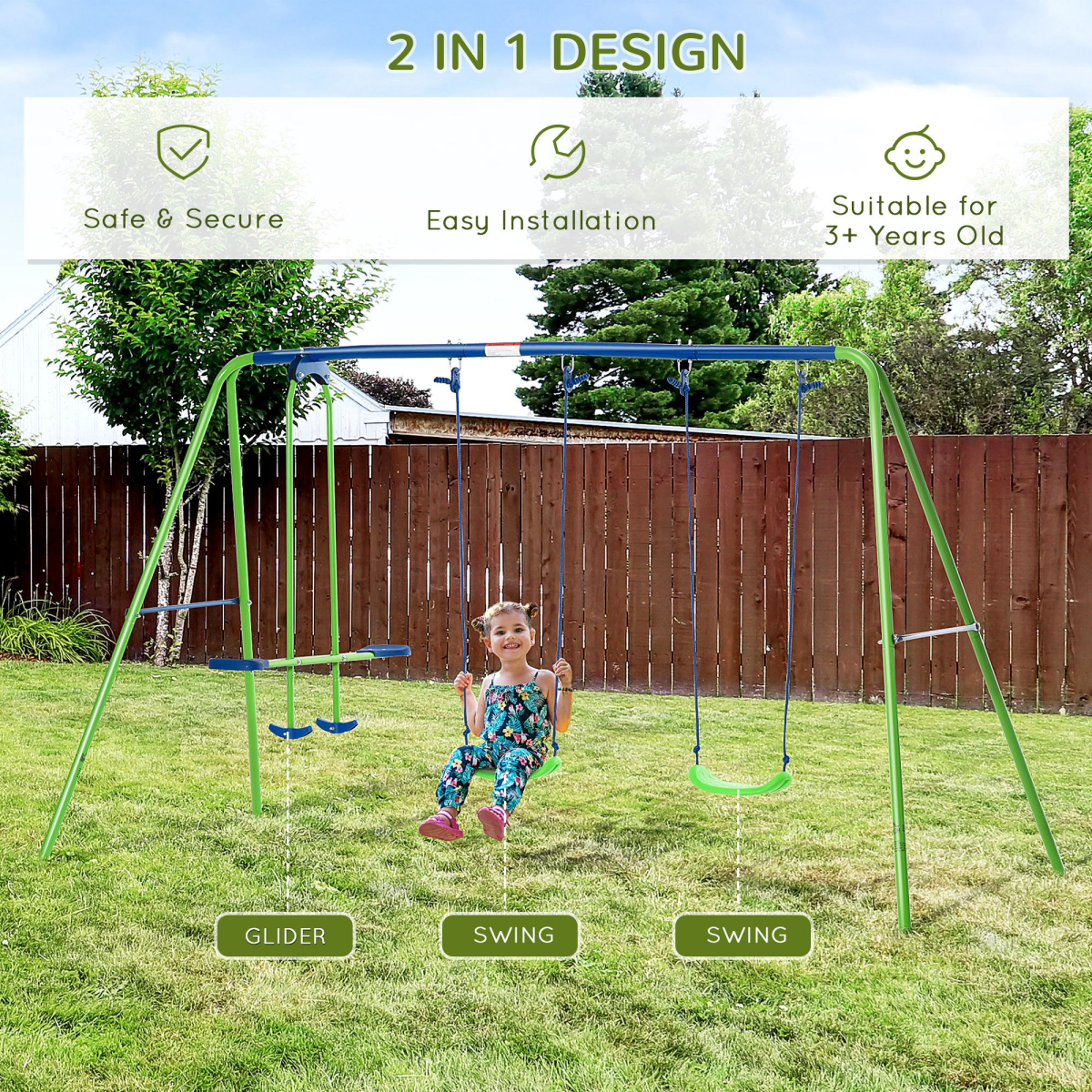 Double Swing Set with Seat Glider