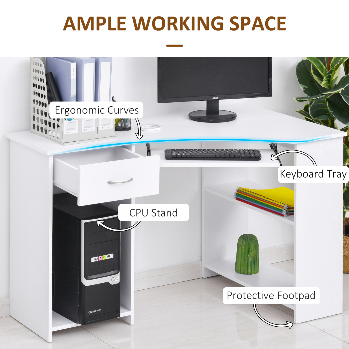 L-Shaped Corner Computer Desk