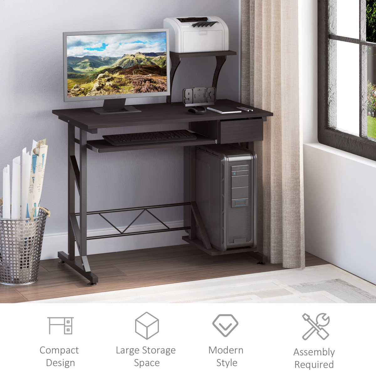 Corner Office Desk with Storage & Pull-Out Keyboard