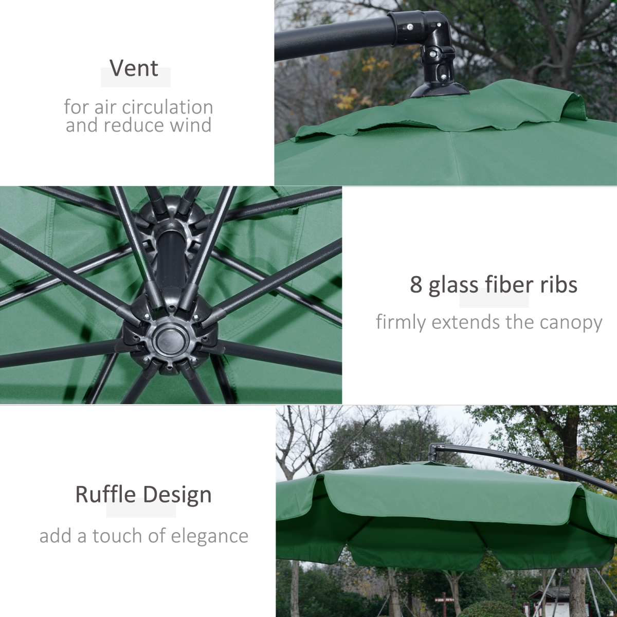 Outdoor Large Overhanging Parasol with Crank Handle