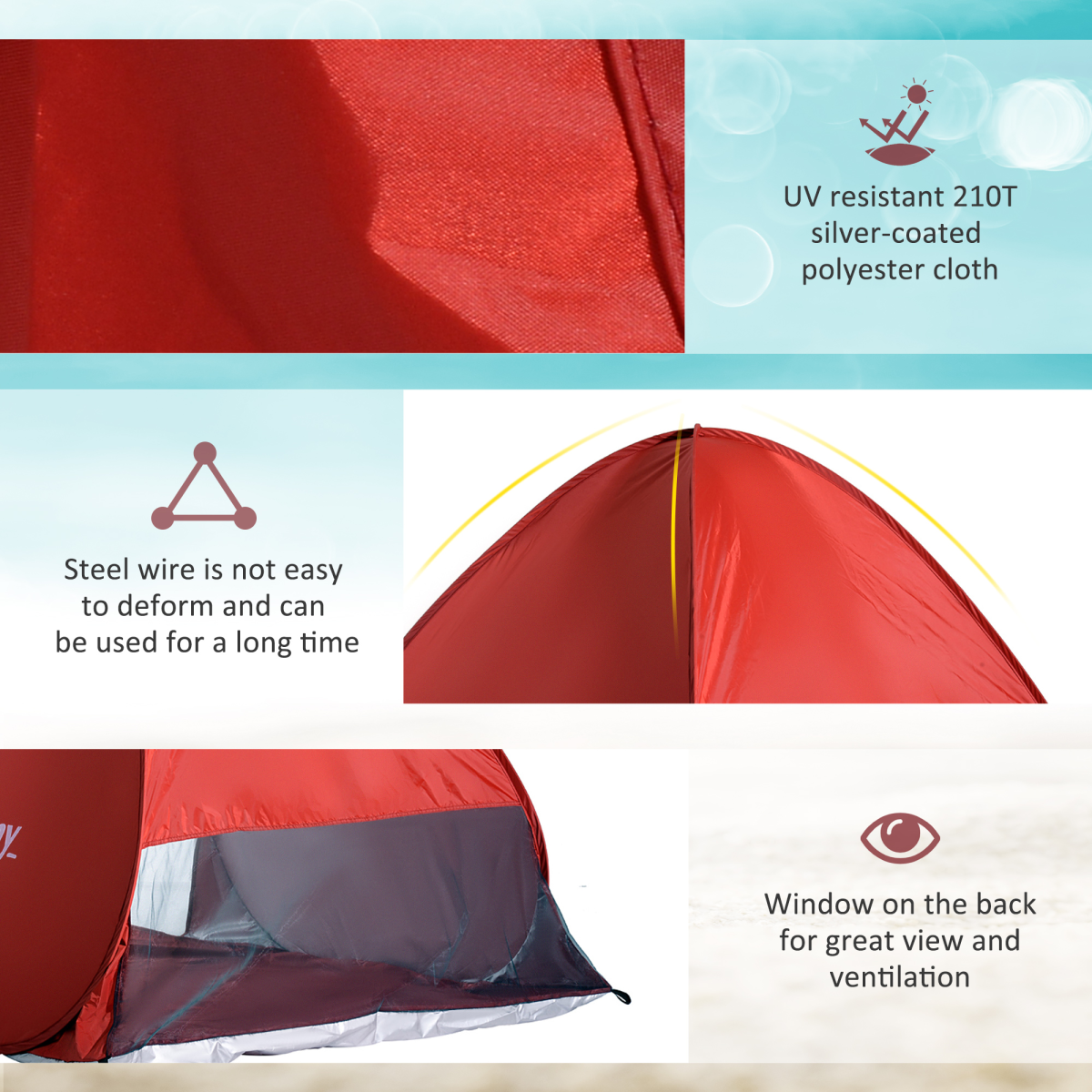 Pop-Up Beach Tent – 2–3 Person Shelter with Window & Carry Bag