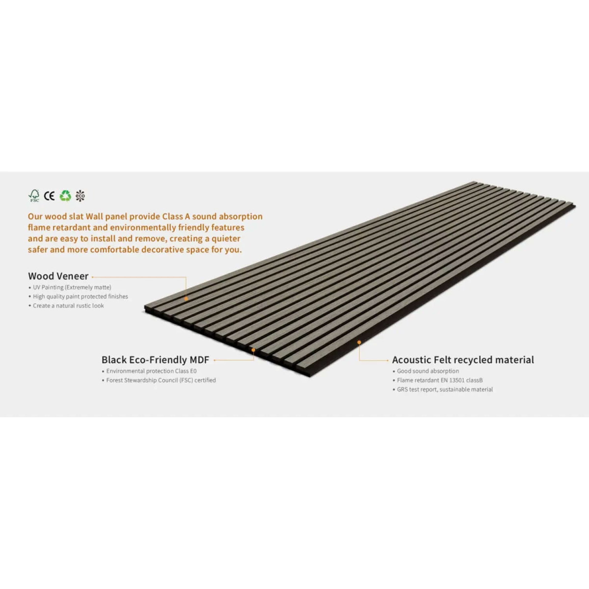 Grey Oak Acoustic Wall Panels