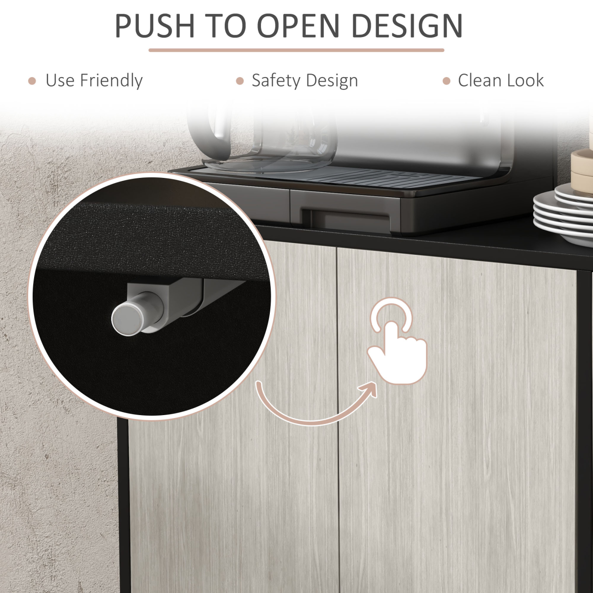 2-Door Push-Open Storage Cabinet