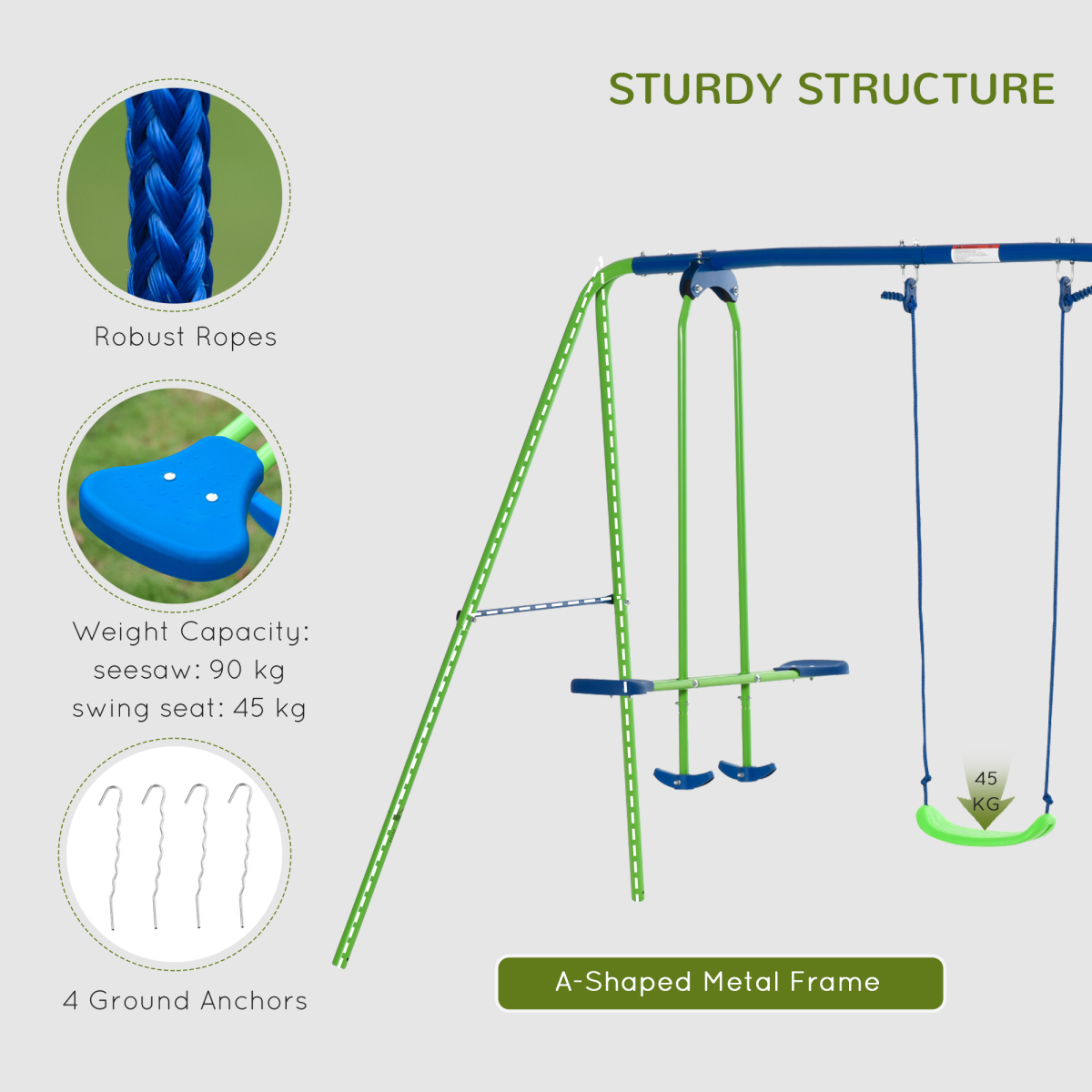 Double Swing Set with Seat Glider