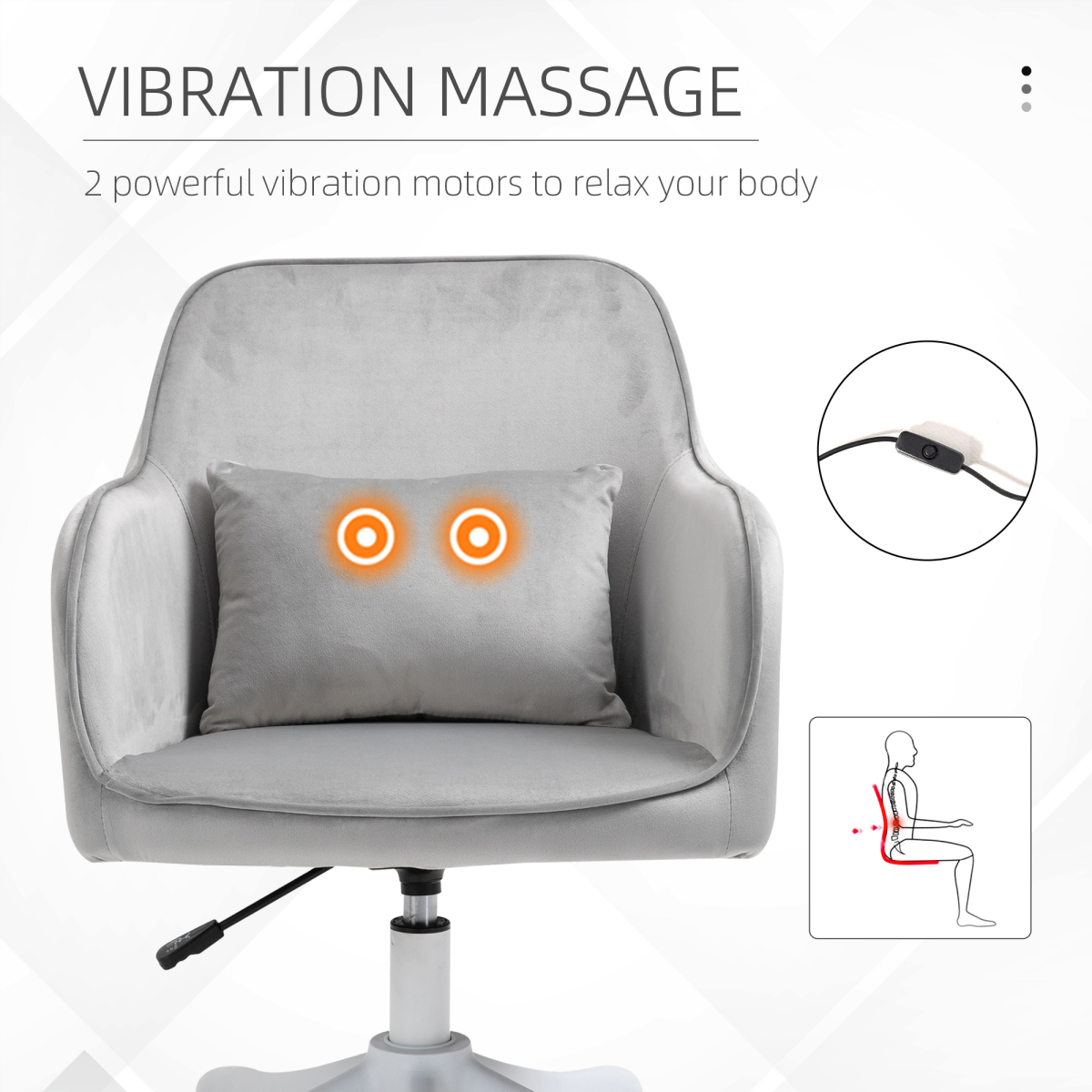 Velvet USB Massage Office Chair