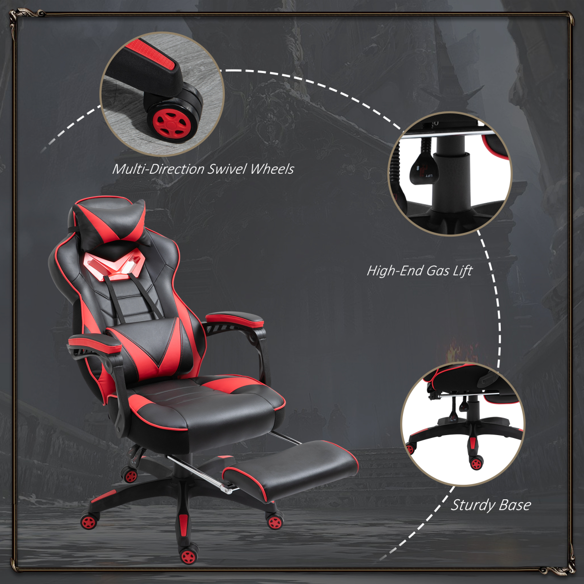 Gaming Chair with Reclining Back & Footrest