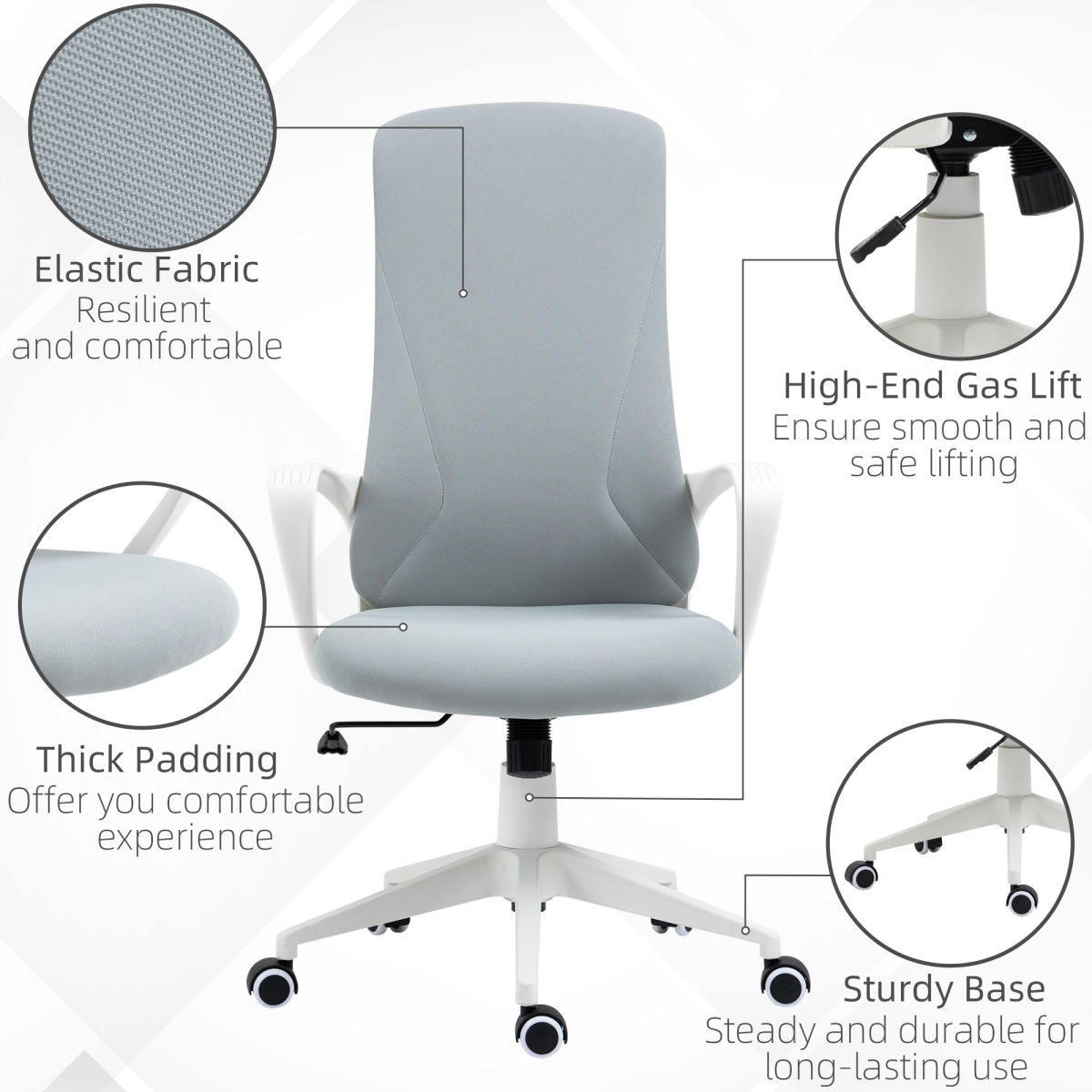 Ergonomic Padded Office Chair with Adjustable Height & Tilt