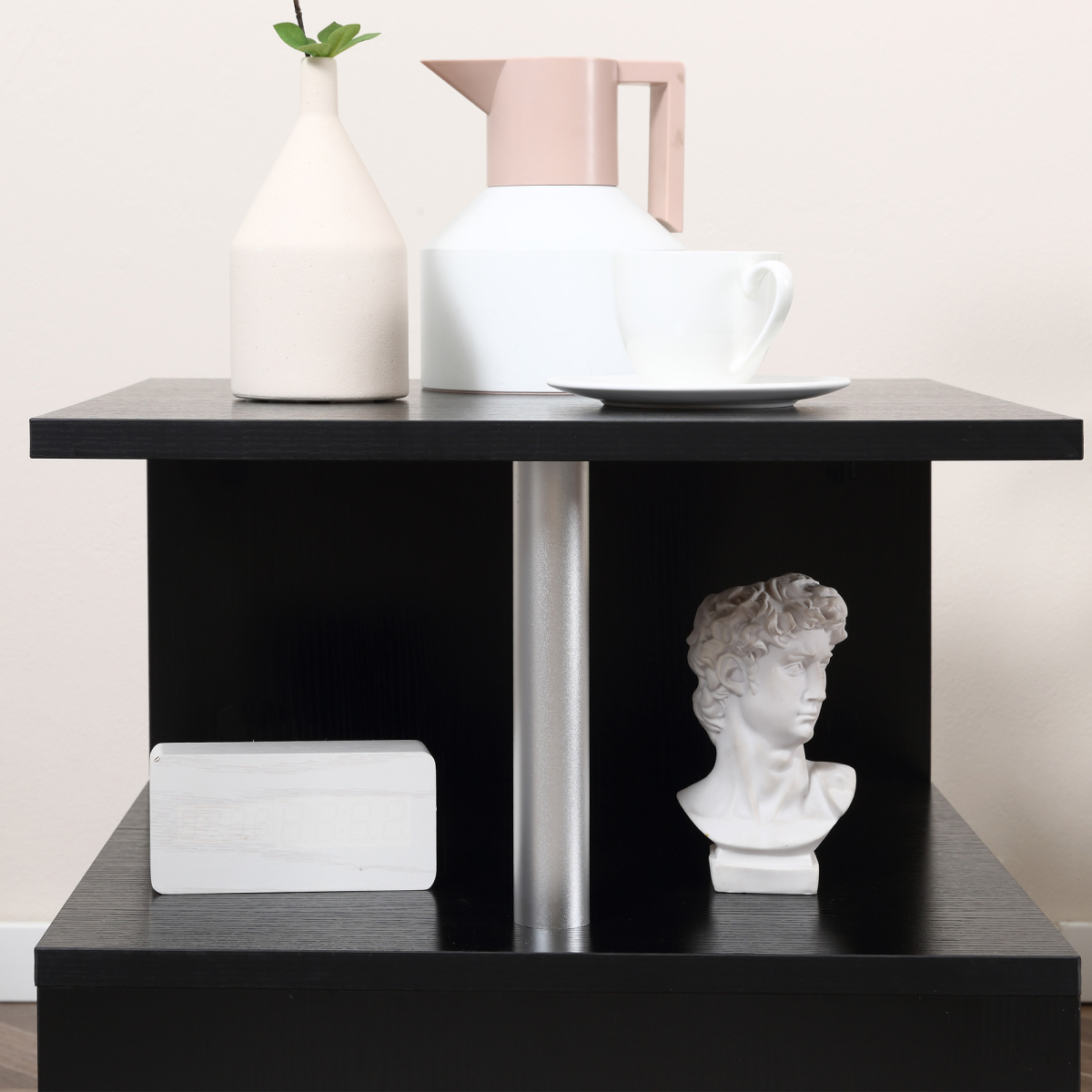 S-Shaped 2-Tier Wooden Side Table