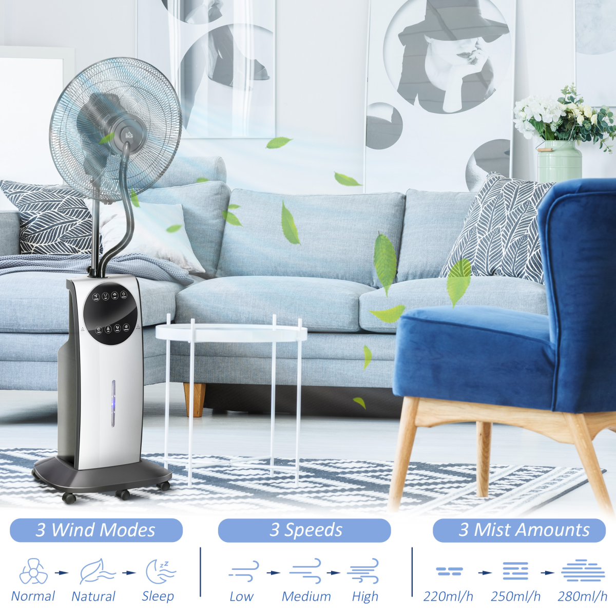 Water Mist Pedestal with Mosquito Protection