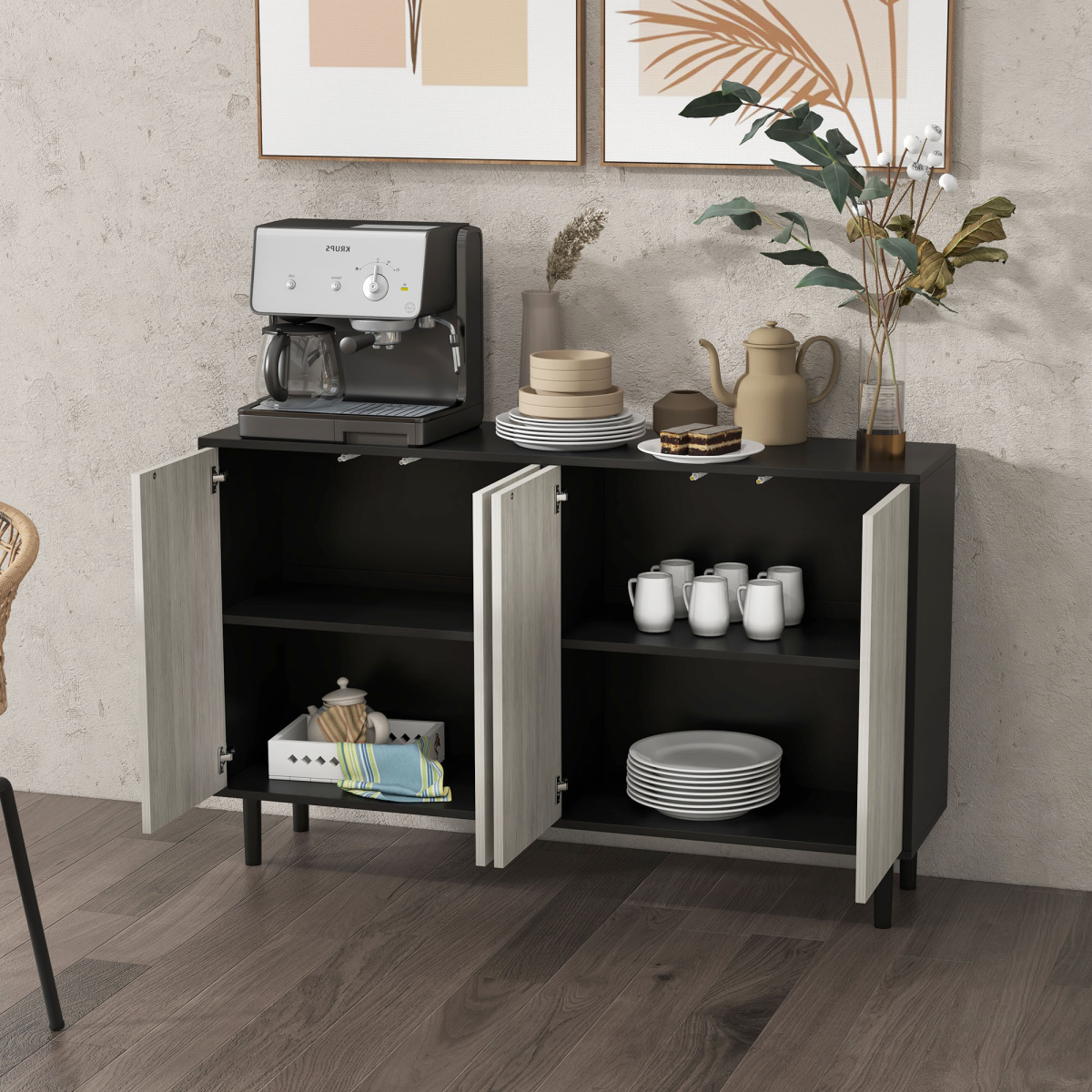 2-Door Push-Open Storage Cabinet