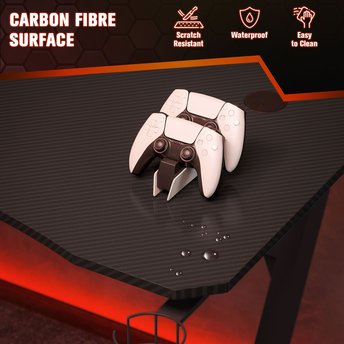 Gaming Desk – Z-Frame Design with Cup & Headphone Holder