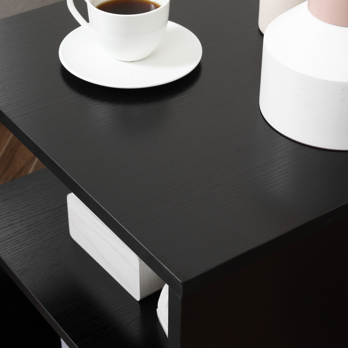 S-Shaped 2-Tier Wooden Side Table