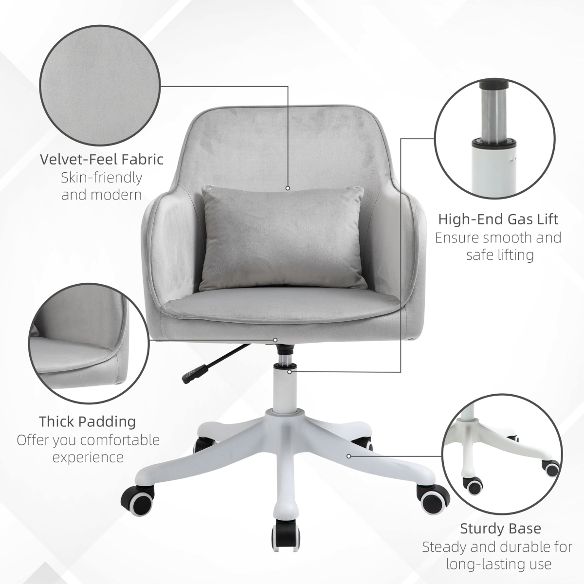 Velvet USB Massage Office Chair