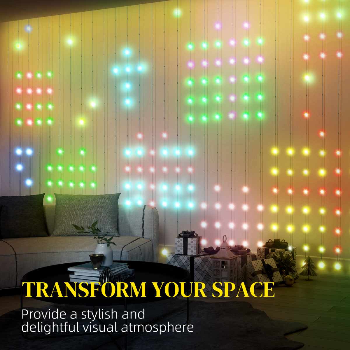 RGB Pixel Curtain Lights – 400 LEDs | App + Remote Controlled | 3x3m