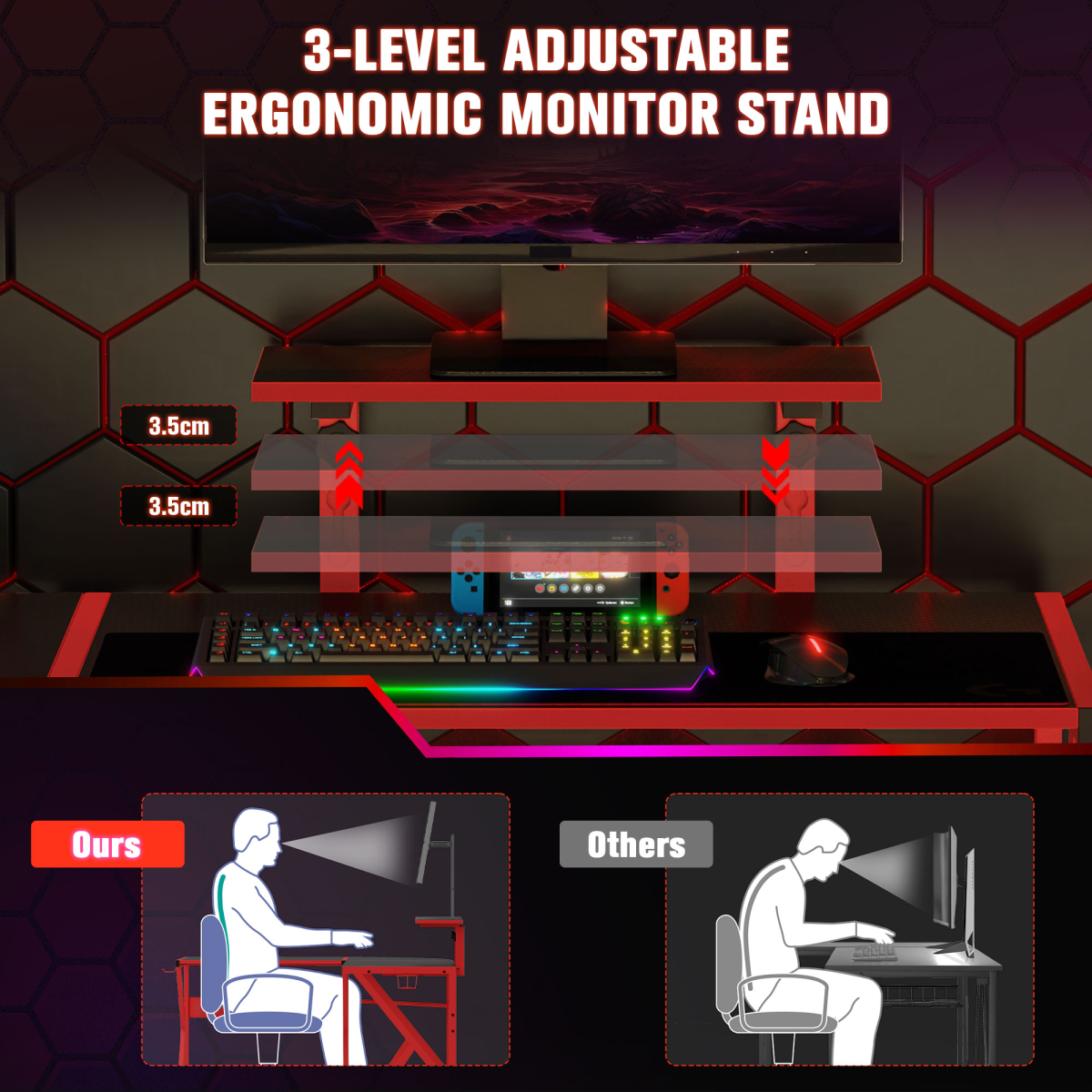 Gaming Desk Workstations Monitor Stand