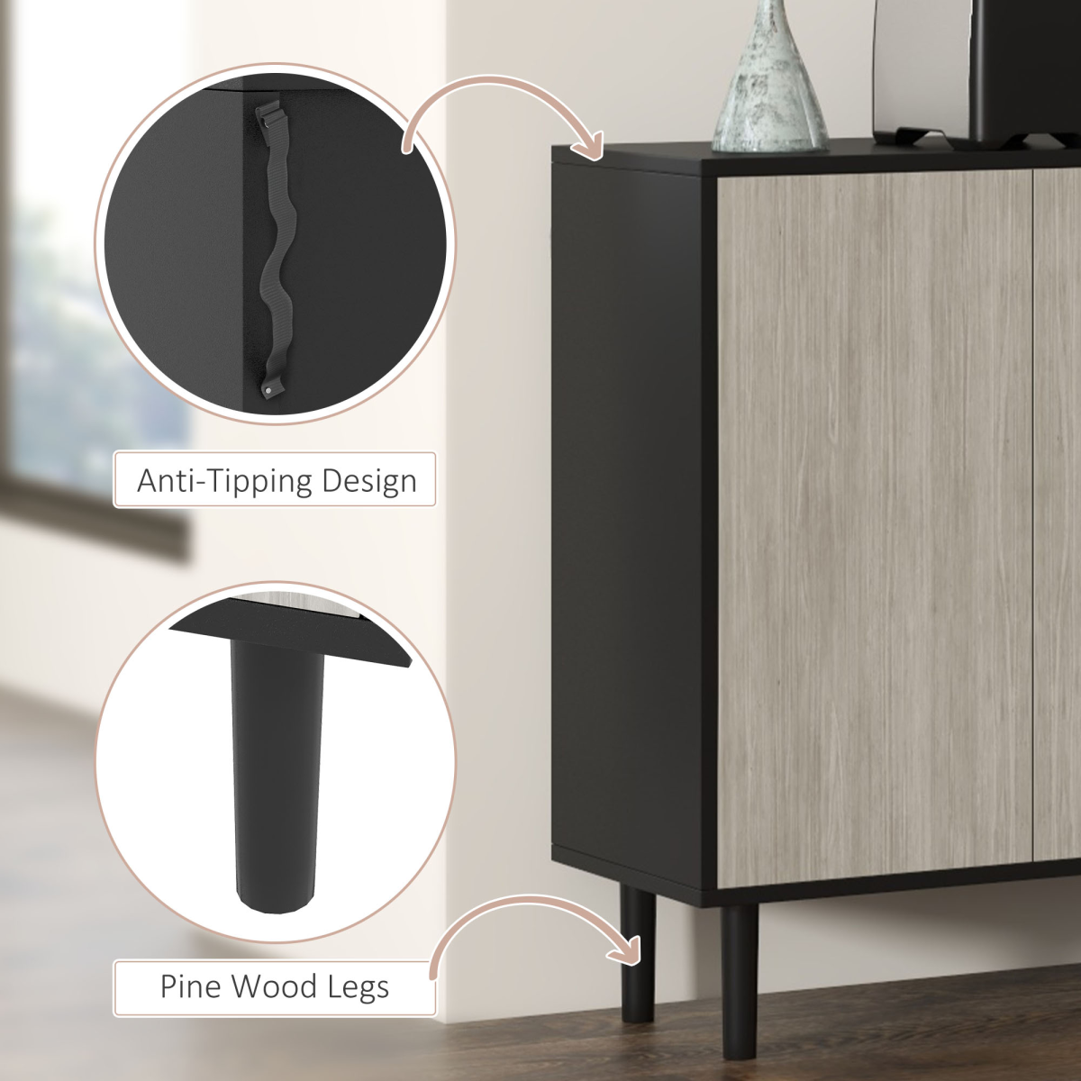 2-Door Push-Open Storage Cabinet