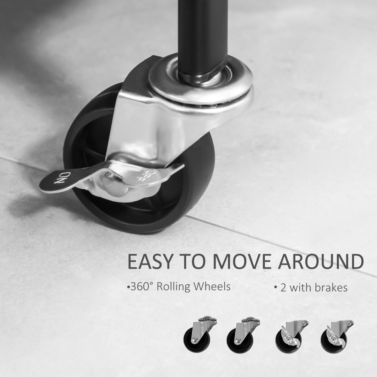 Compact Rolling Clothes Rail with Dual Storage Trays