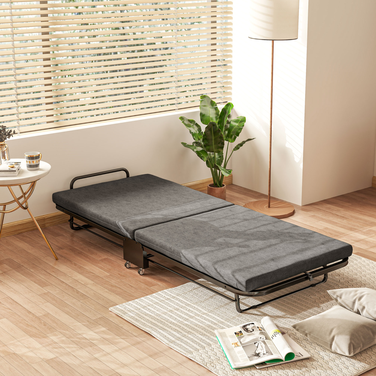 Folding Bed with Adjustable Backrest