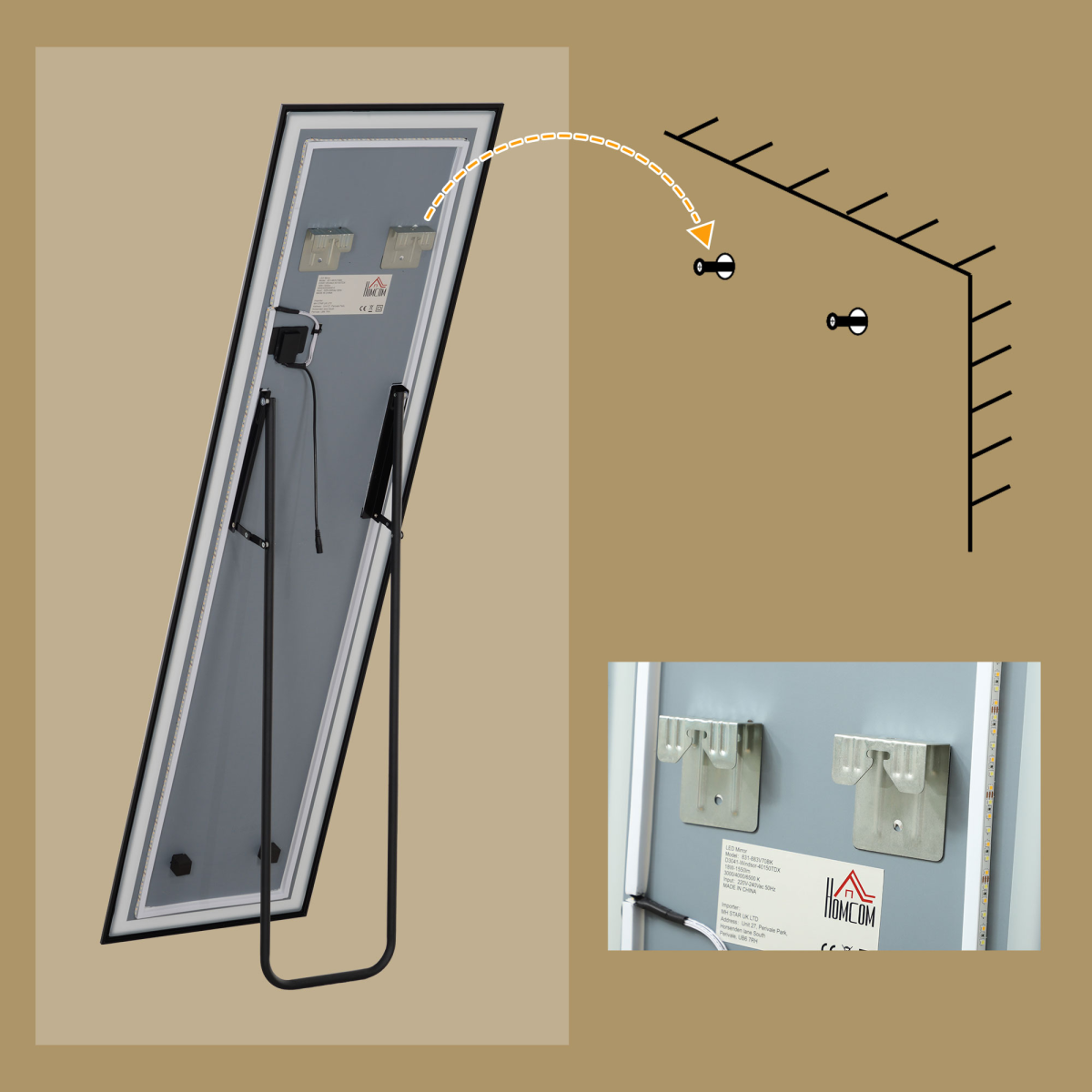 Full Length Mirror w/ Adjustable Lights