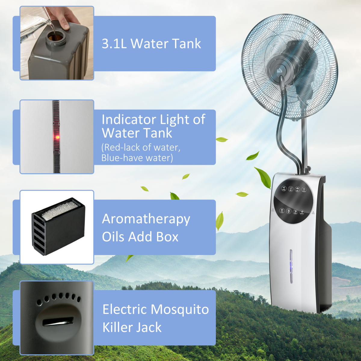 Water Mist Pedestal with Mosquito Protection