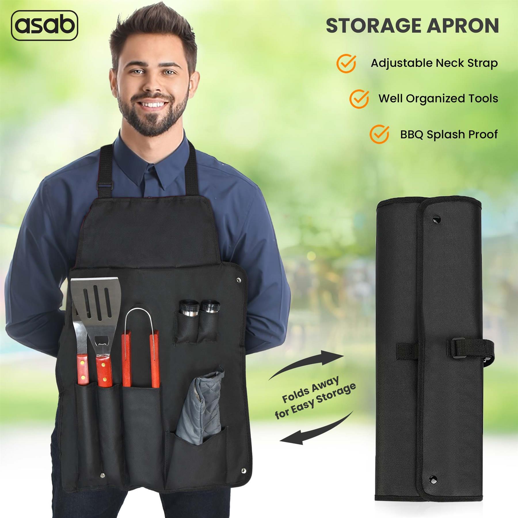 7-Piece BBQ Apron Tool Set