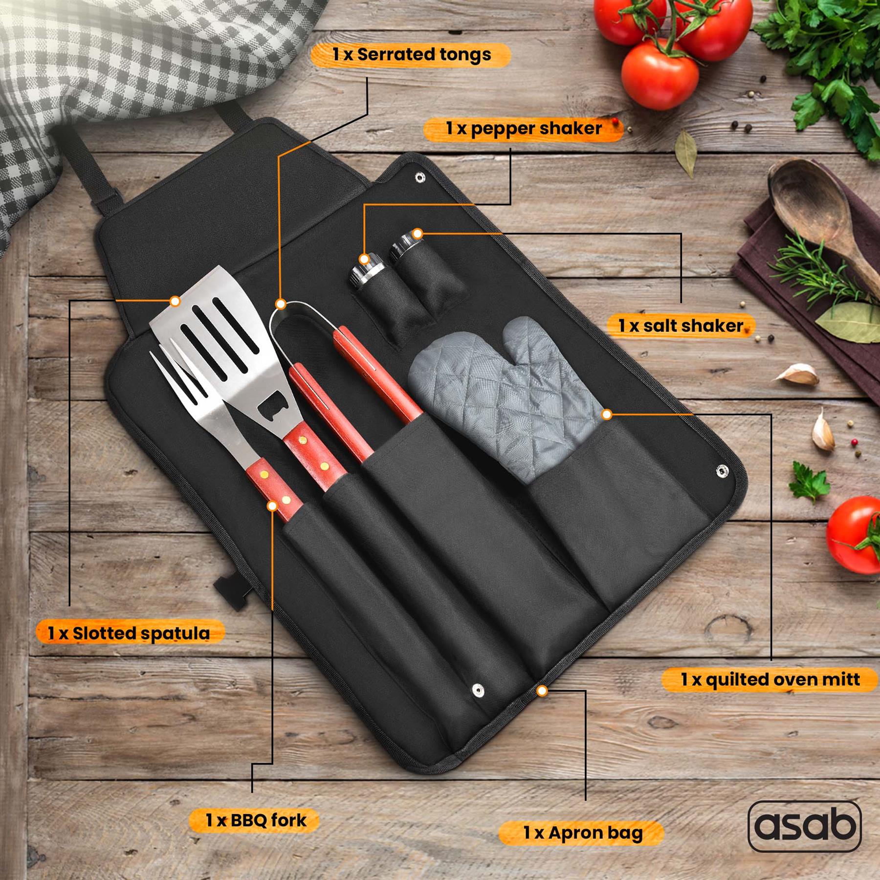 7-Piece BBQ Apron Tool Set
