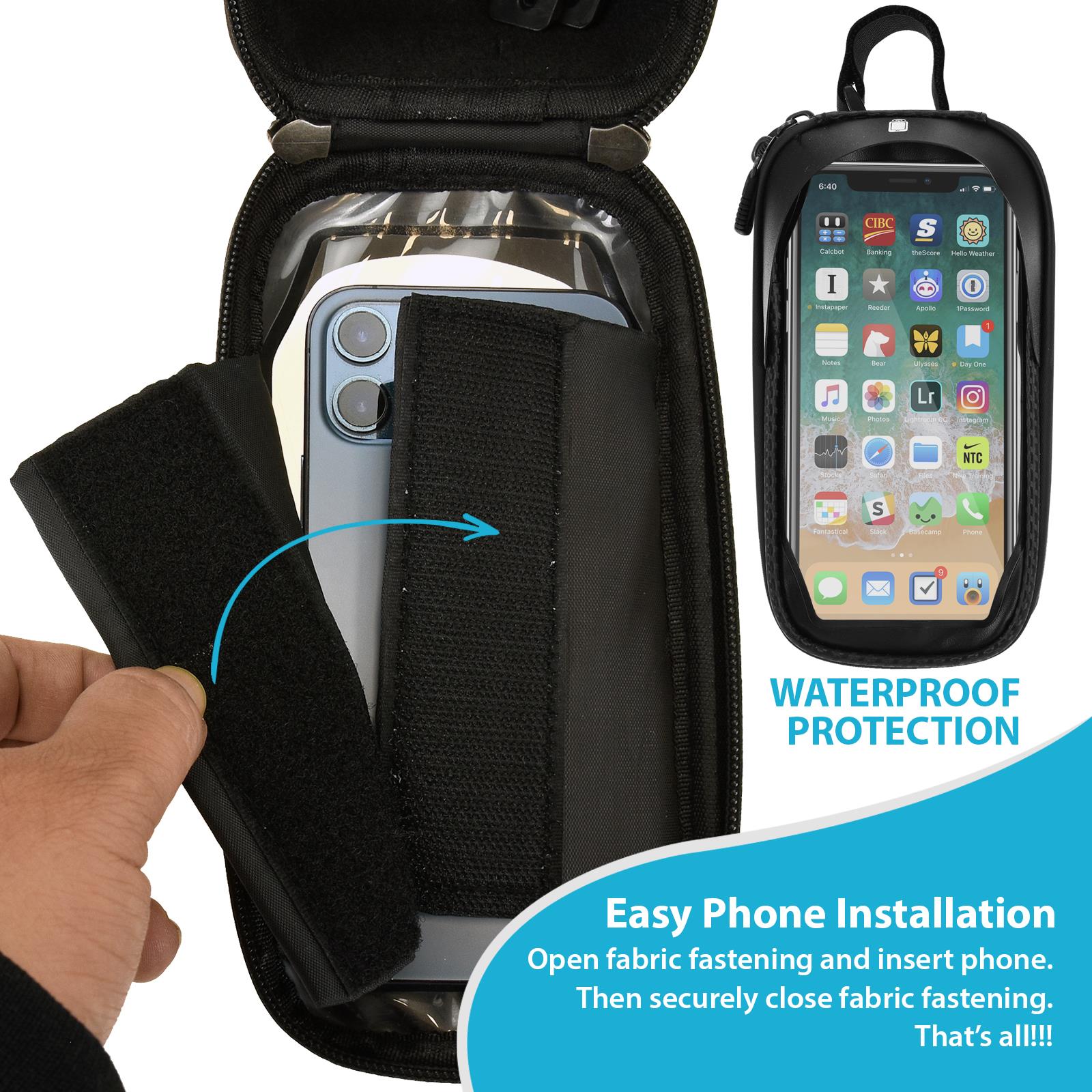 Waterproof Bike Frame Bag with Touchscreen Window – 6.5” Phone Compatible