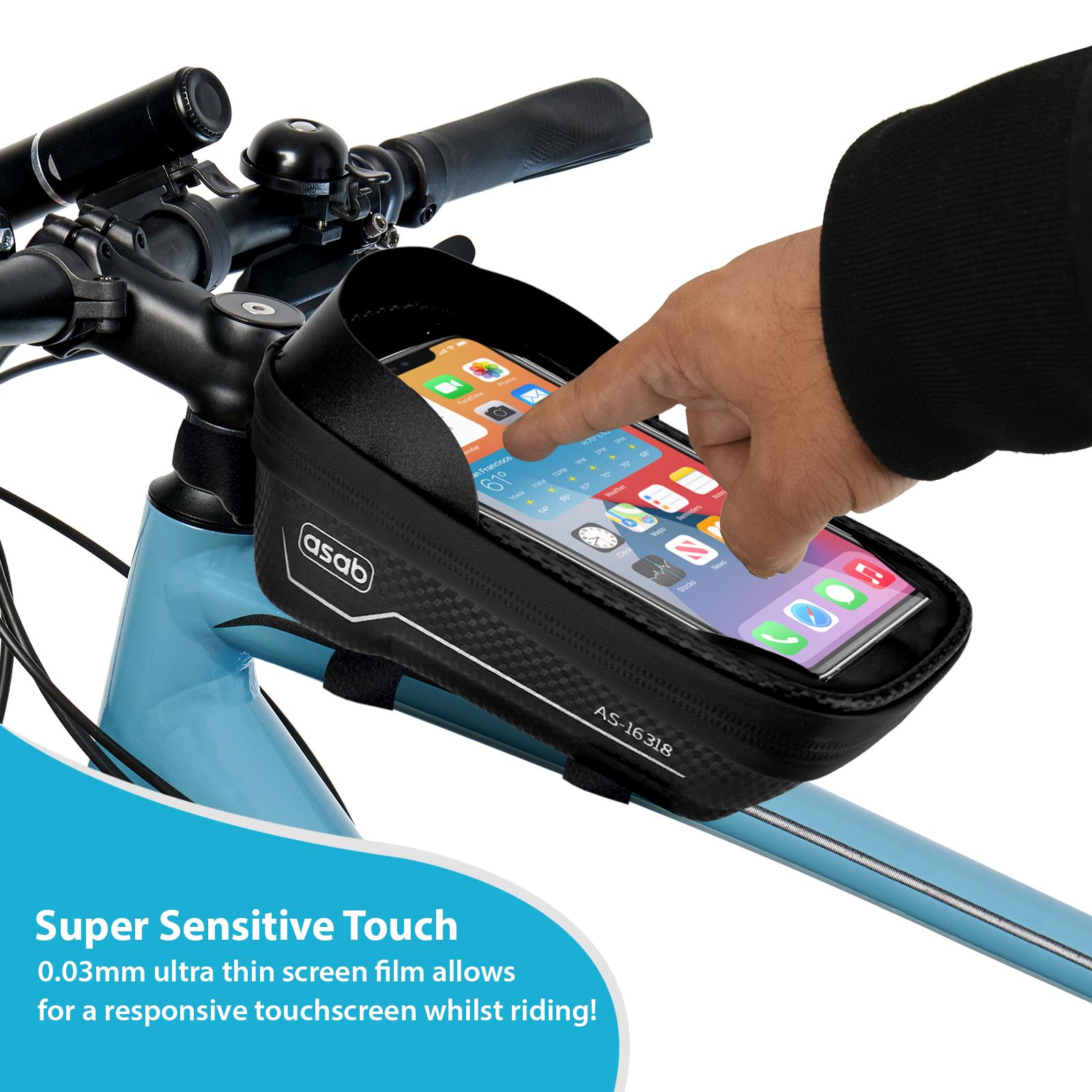 Waterproof Bike Frame Bag with Touchscreen Window – 6.5” Phone Compatible