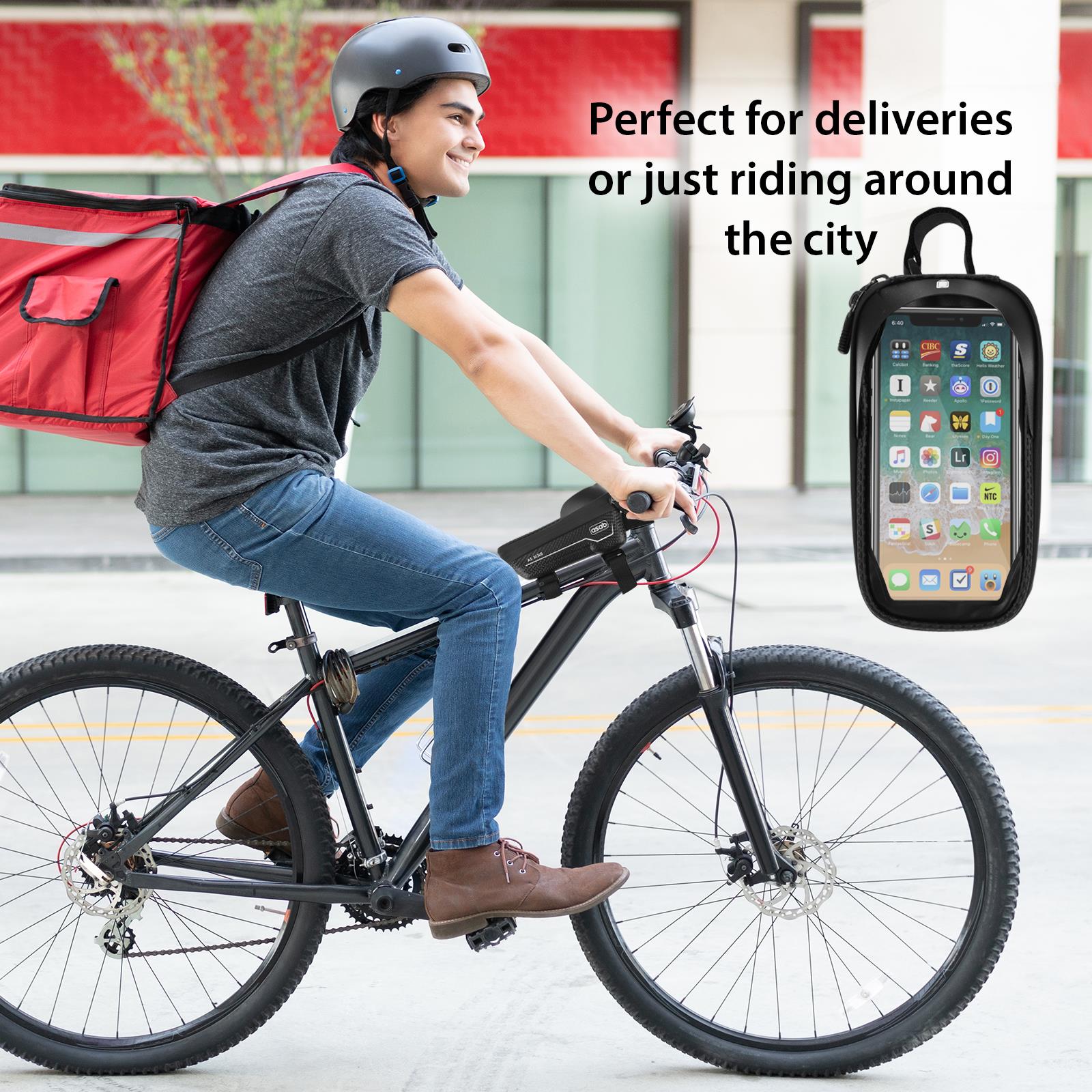 Waterproof Bike Frame Bag with Touchscreen Window – 6.5” Phone Compatible