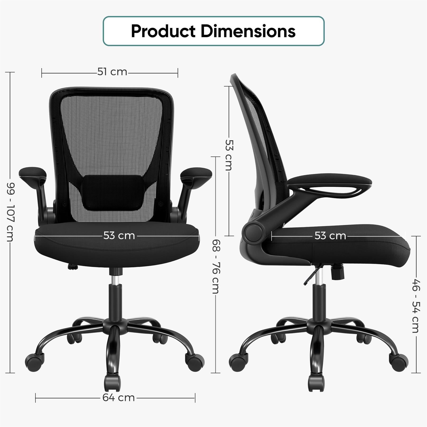 Ergonomic Mesh Office Chair with Flip-Up Arms