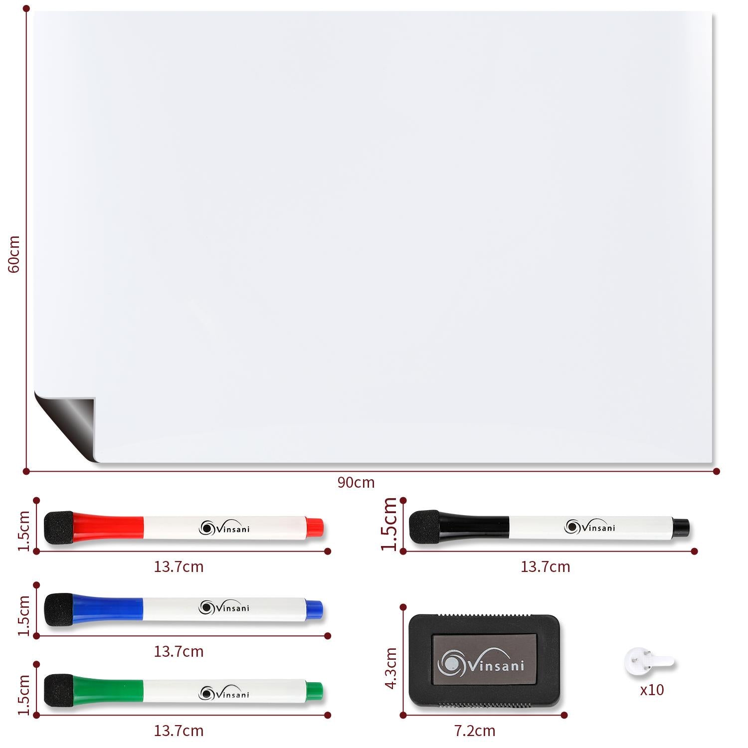 Magnetic Whiteboard Set - 60 X 90cm